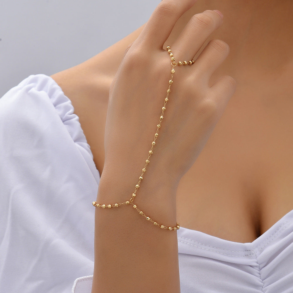 Small Beads Wafer Chain Ring Mitten-type Bracelet